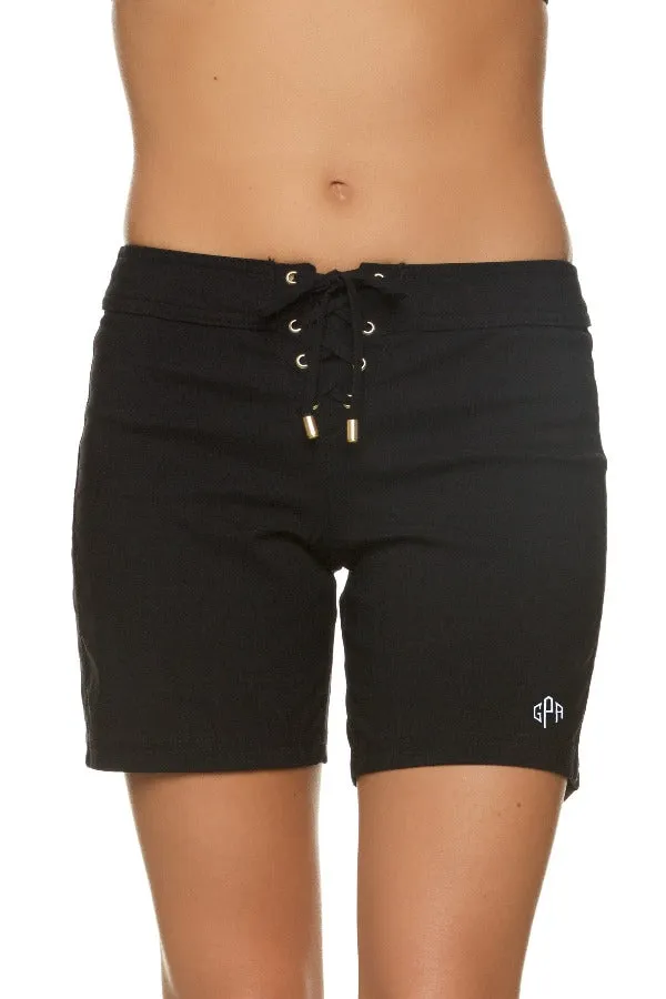 7 Lace-Up Board Short  |  Black