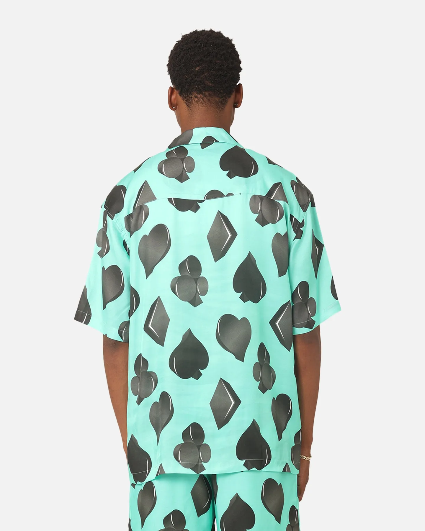 99 Cabana Four Suits Short Sleeve Button Up Shirt Teal/Black