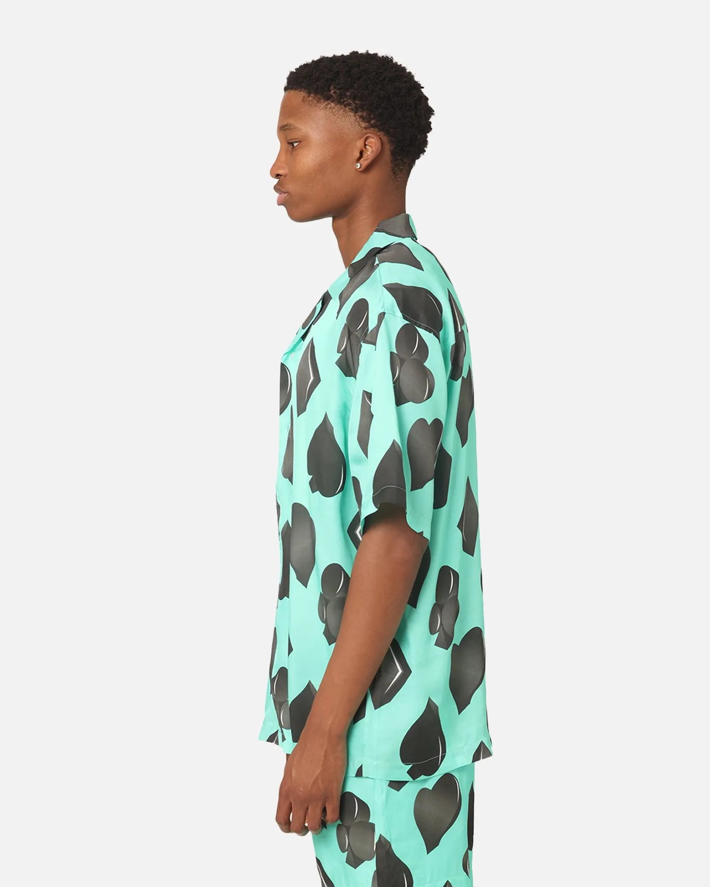 99 Cabana Four Suits Short Sleeve Button Up Shirt Teal/Black