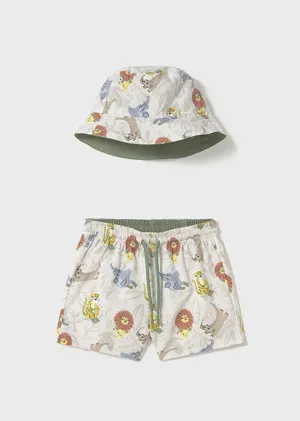 Arden Swim Shorts & Bucket Hat Set - Canvas
