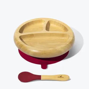 Avanchy Bamboo Suction Baby Plate   Spoon - Magenta
