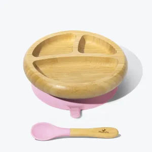 Avanchy Bamboo Suction Baby Plate   Spoon - Pink