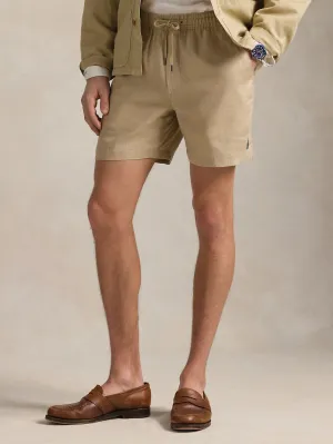 Beige Linen Elasticated Shorts