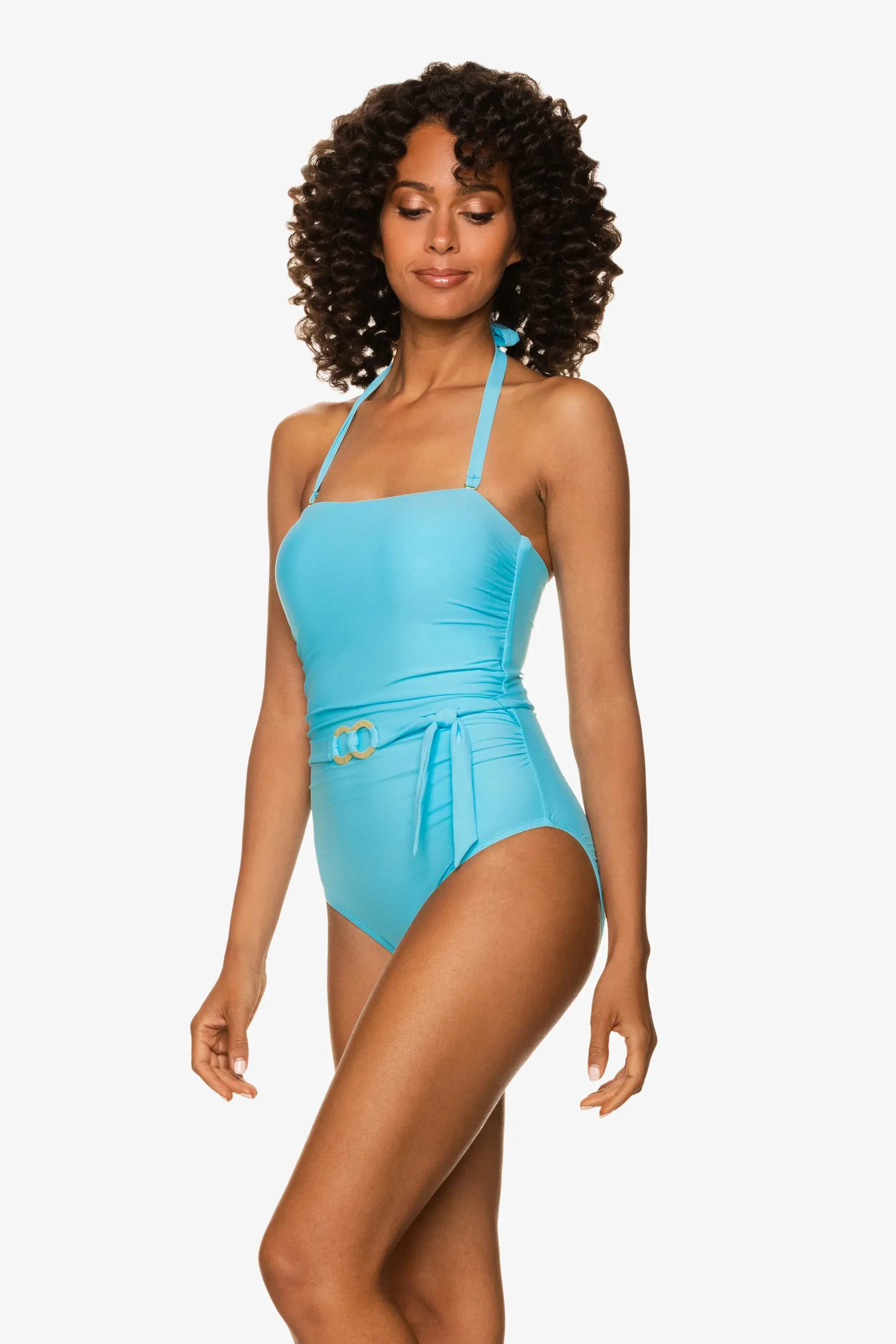 Belted Bandeau One-Piece  |  Sky Blue