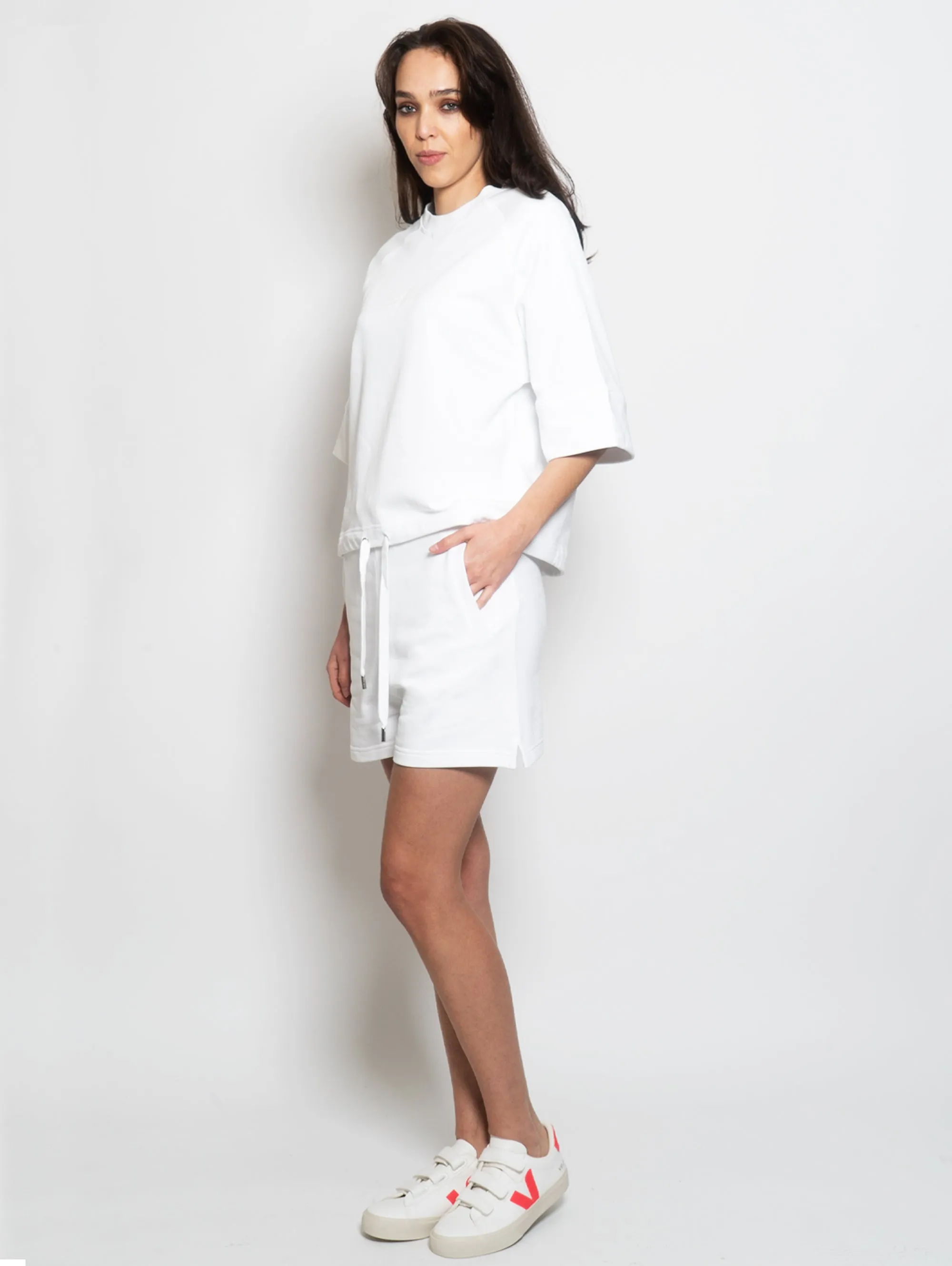 Bermuda in Fleece with White Embroidery