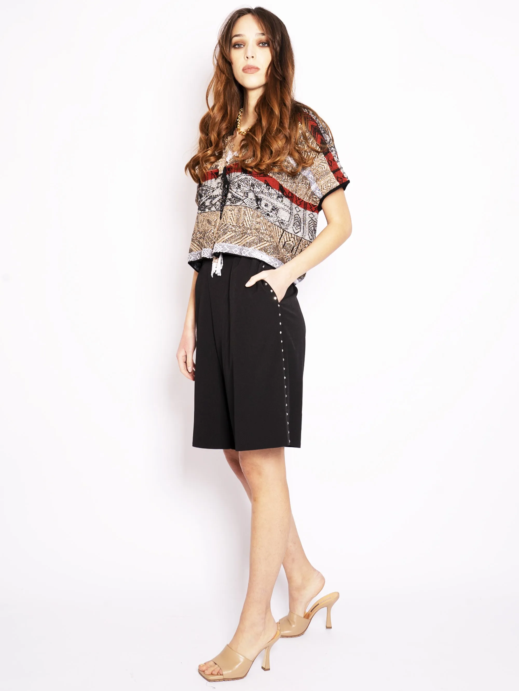 Bermuda with Studs Black