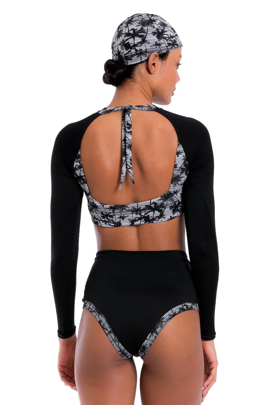 Black Athletic Long Sleeve Swimsuit
