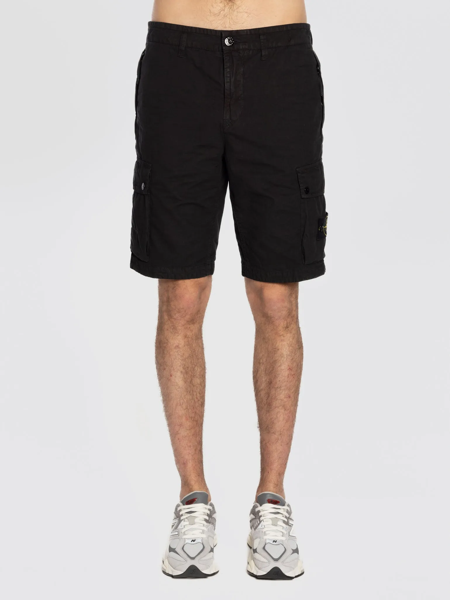 Black Cotton Twill Cargo Shorts