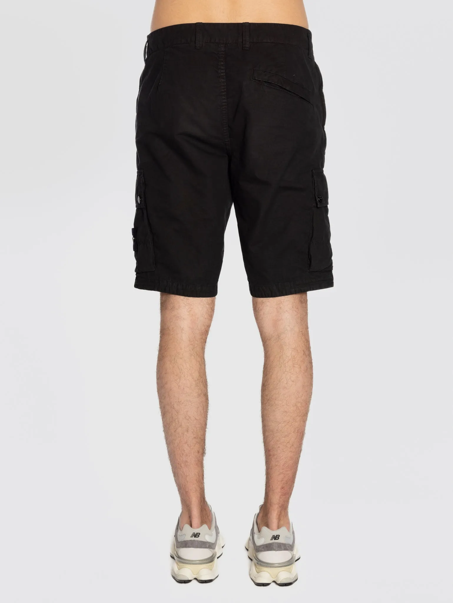 Black Cotton Twill Cargo Shorts