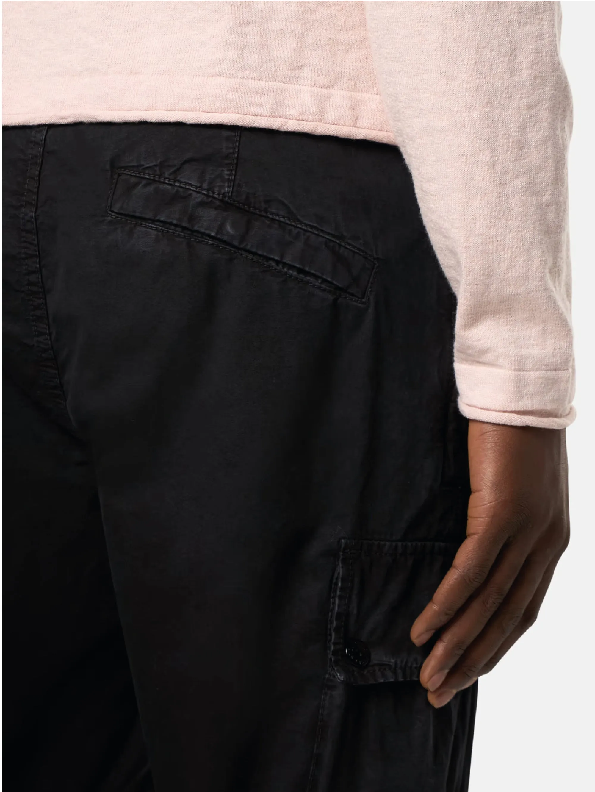 Black Cotton Twill Cargo Shorts
