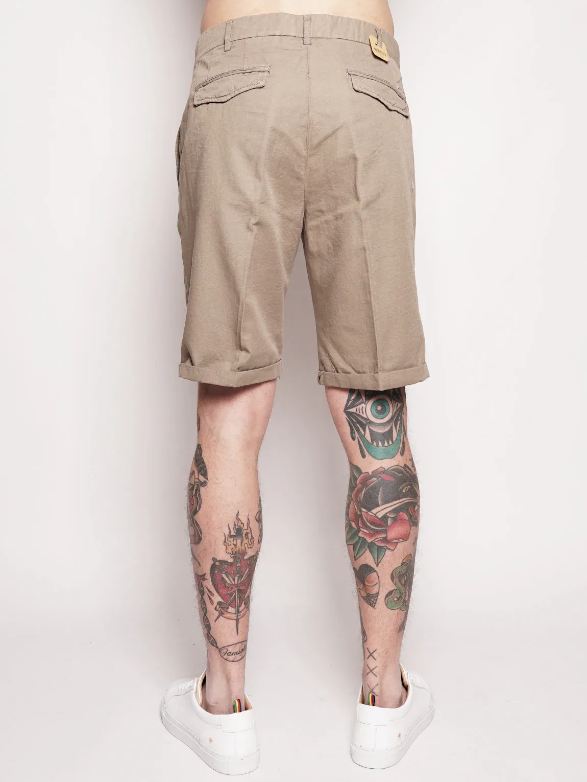 BORDERBE 1106 - Beige cotton blend bermuda