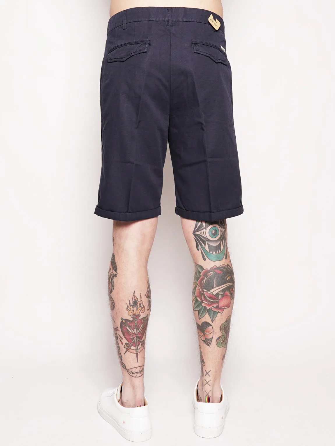 BORDERBE 1106 - Blue cotton blend bermuda
