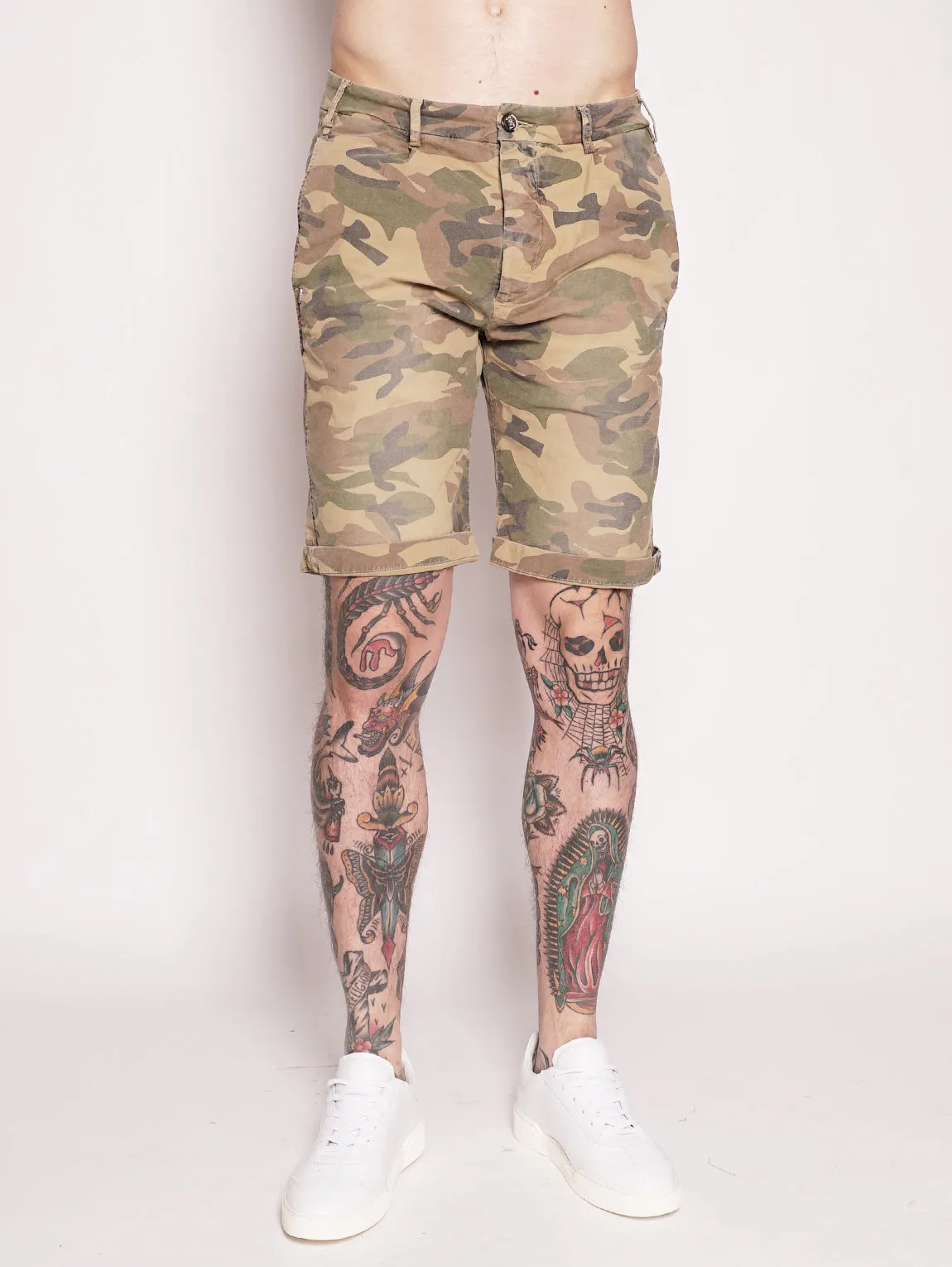 BORDERBE 1281 - Camouflage stretch cotton bermuda