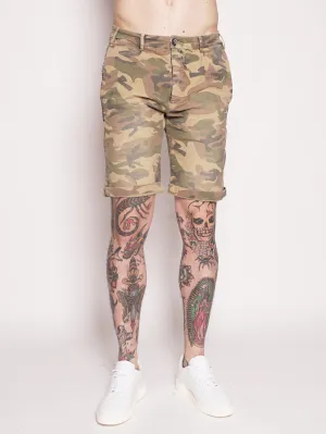 BORDERBE 1281 - Camouflage stretch cotton bermuda