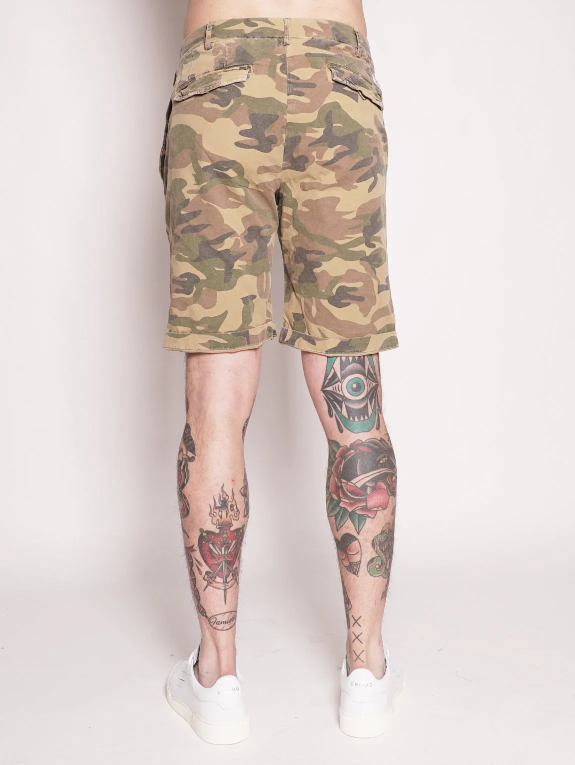 BORDERBE 1281 - Camouflage stretch cotton bermuda