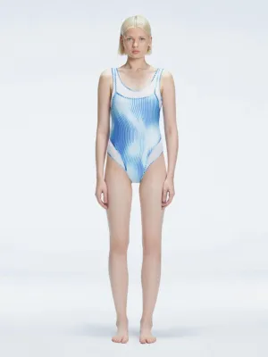 Calista Blue Plunge One Piece Swimsuit