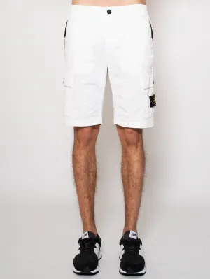 Cargo Bermuda in White Cotton