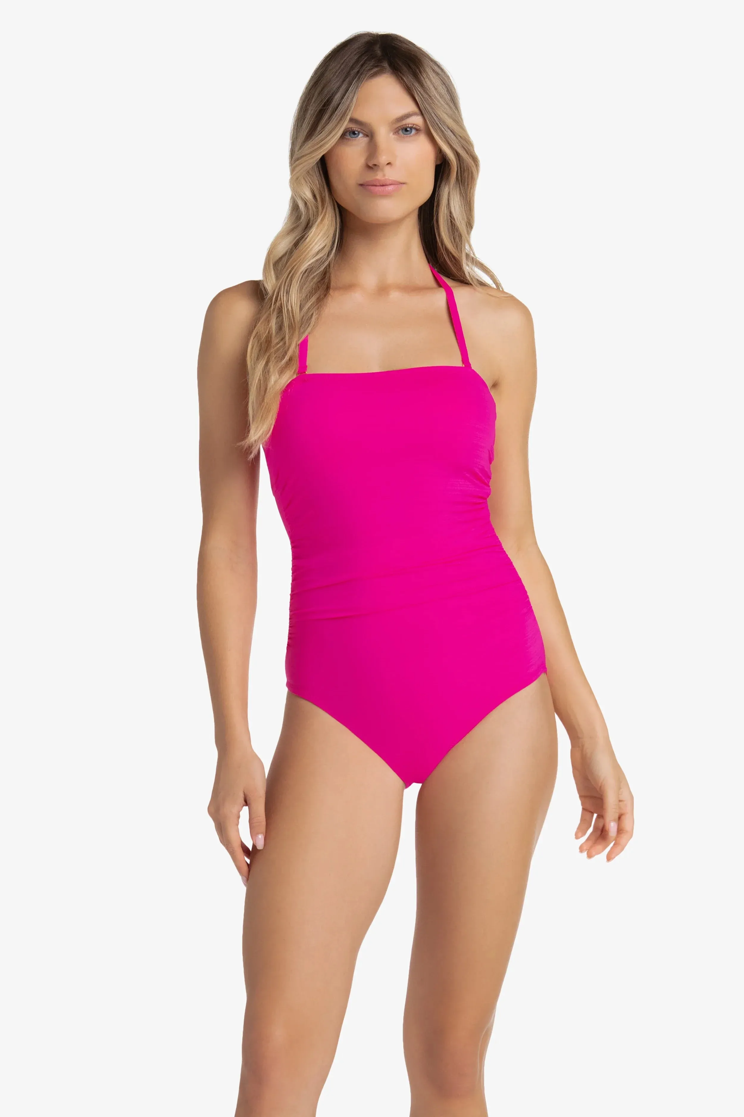 Classic Bandeau One-Piece  |  Textured Lotus Pink
