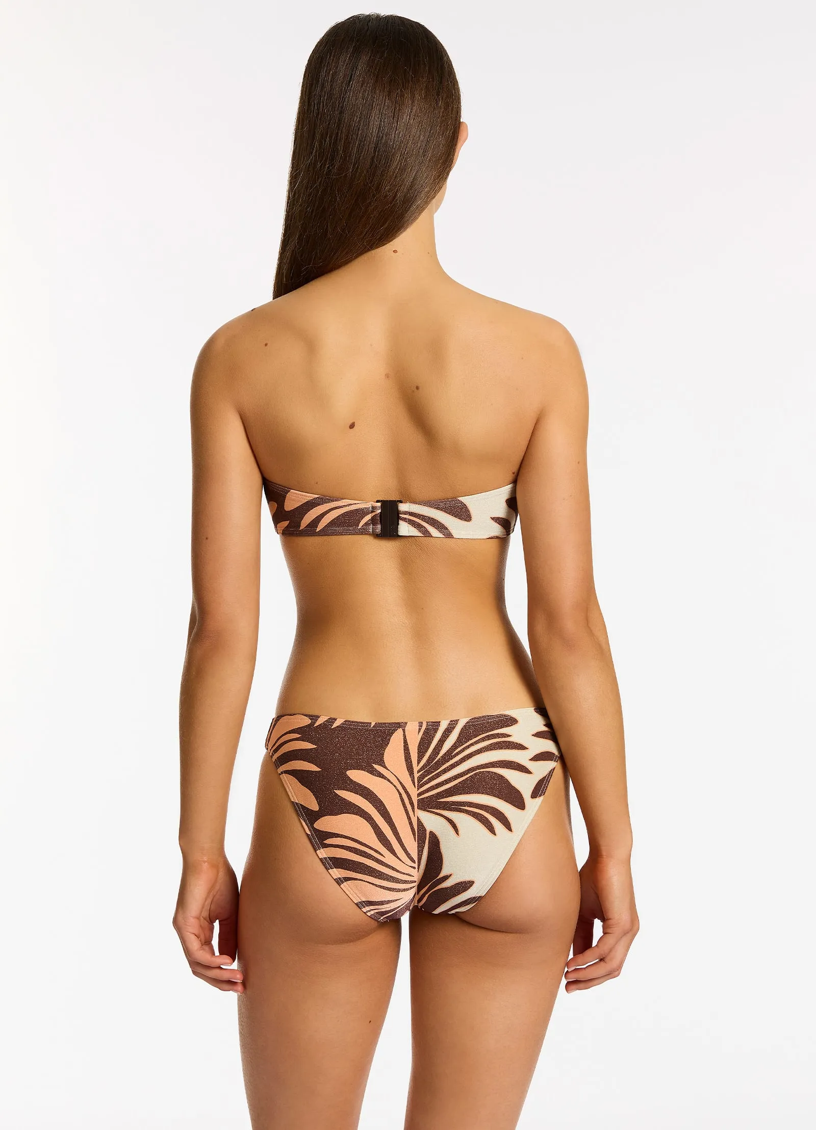 Dahlia Palm Hipster Bikini Bottom - Chocolate
