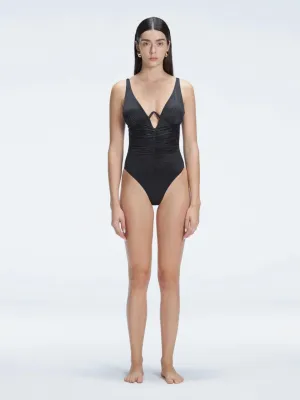 Emma V Neck Black One Piece Swimsuit