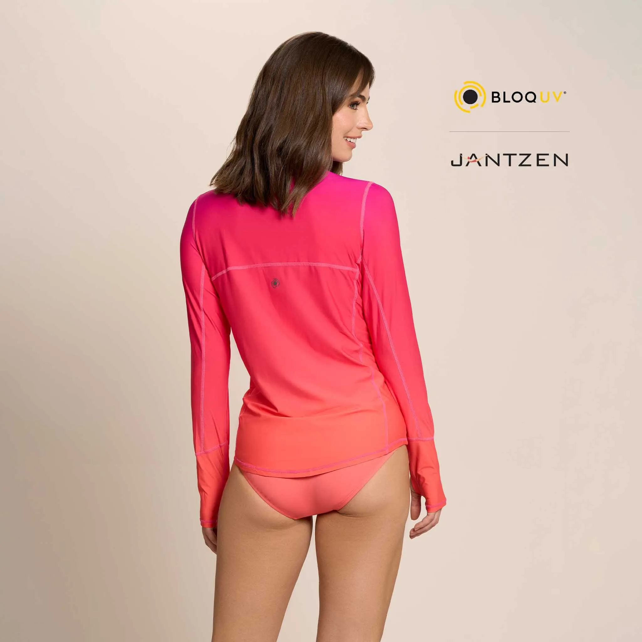 FLOWERS OF THE SUN RELAXED MOCK NECK ZIP TOP