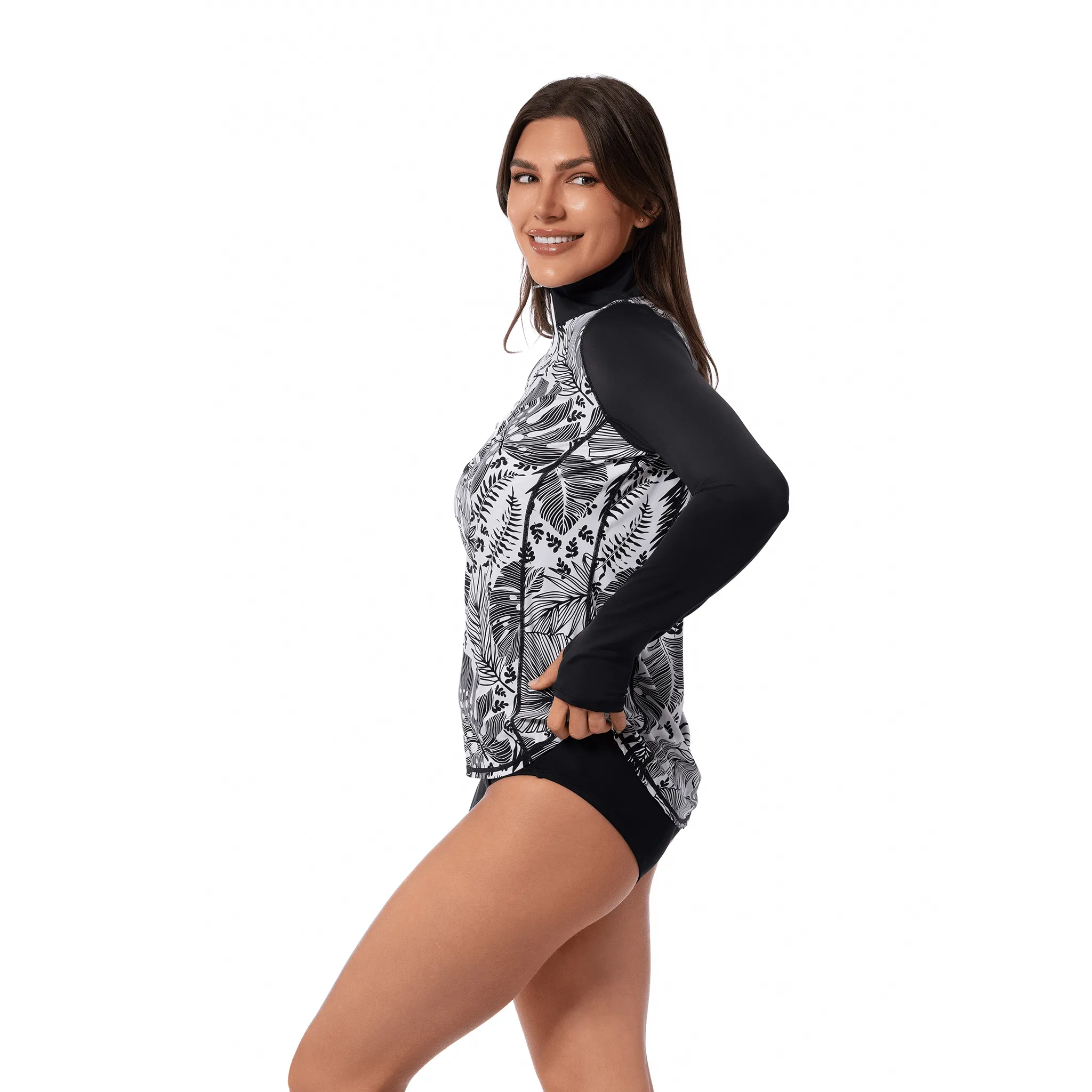 FOREST BLAST RELAXED MOCK ZIP TOP