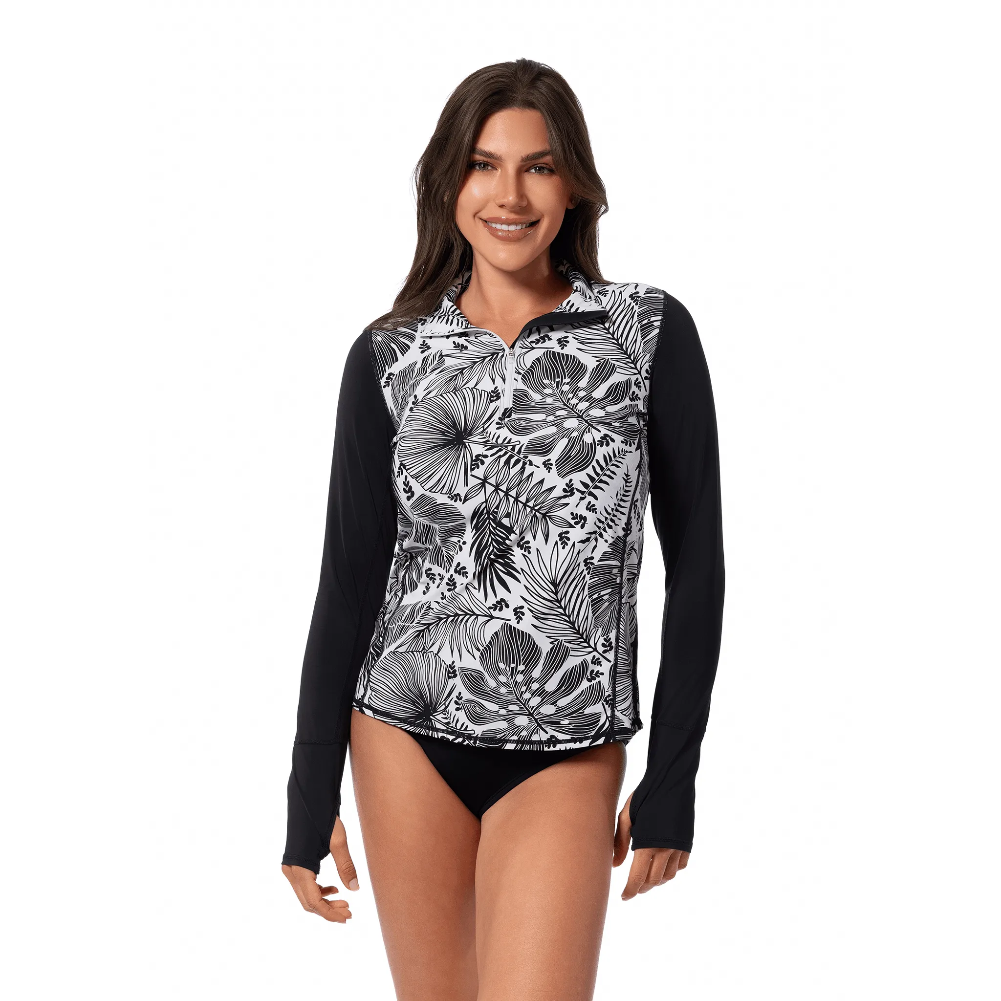 FOREST BLAST RELAXED MOCK ZIP TOP