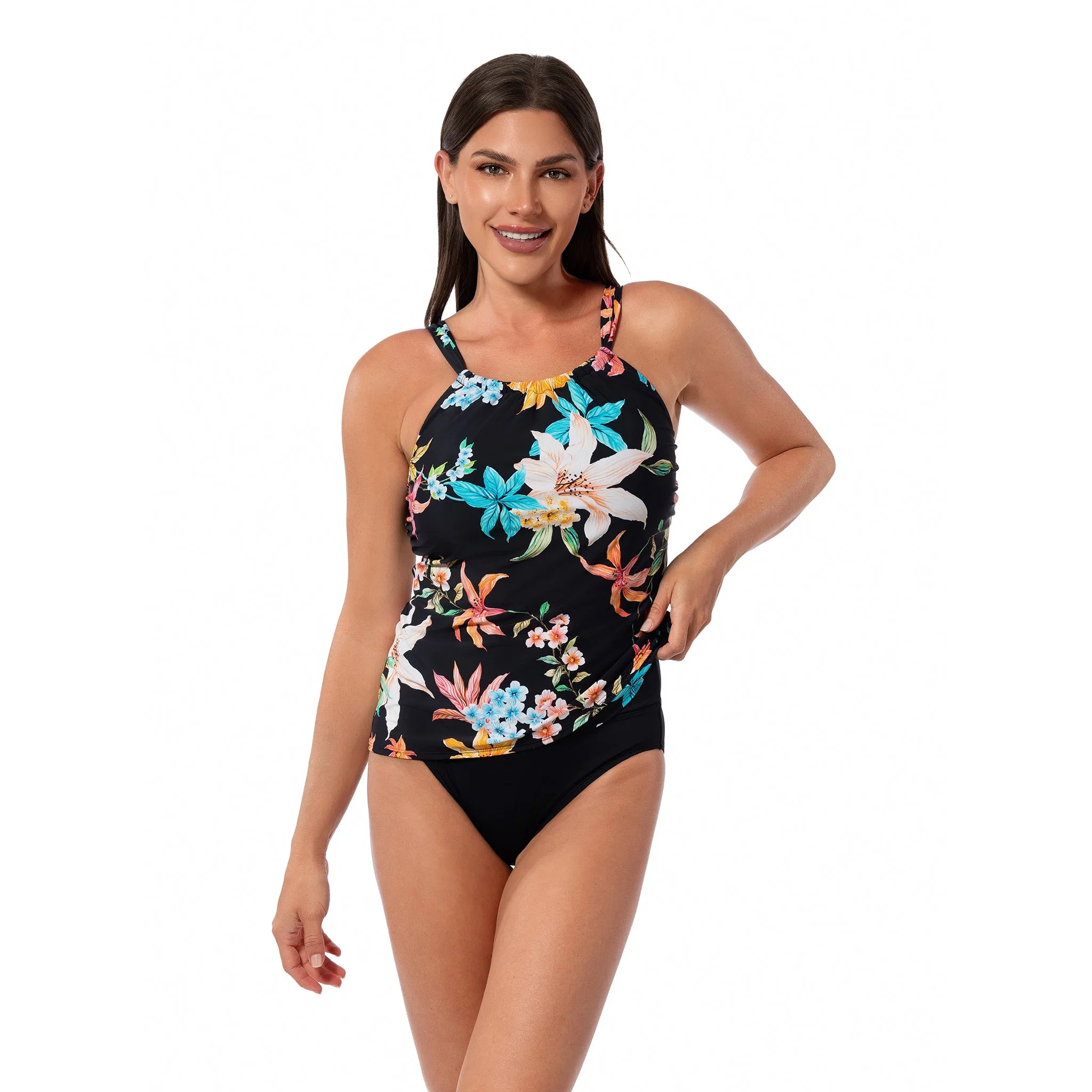 GARDEN PARTY AUDREY DRAPE TANKINI TOP