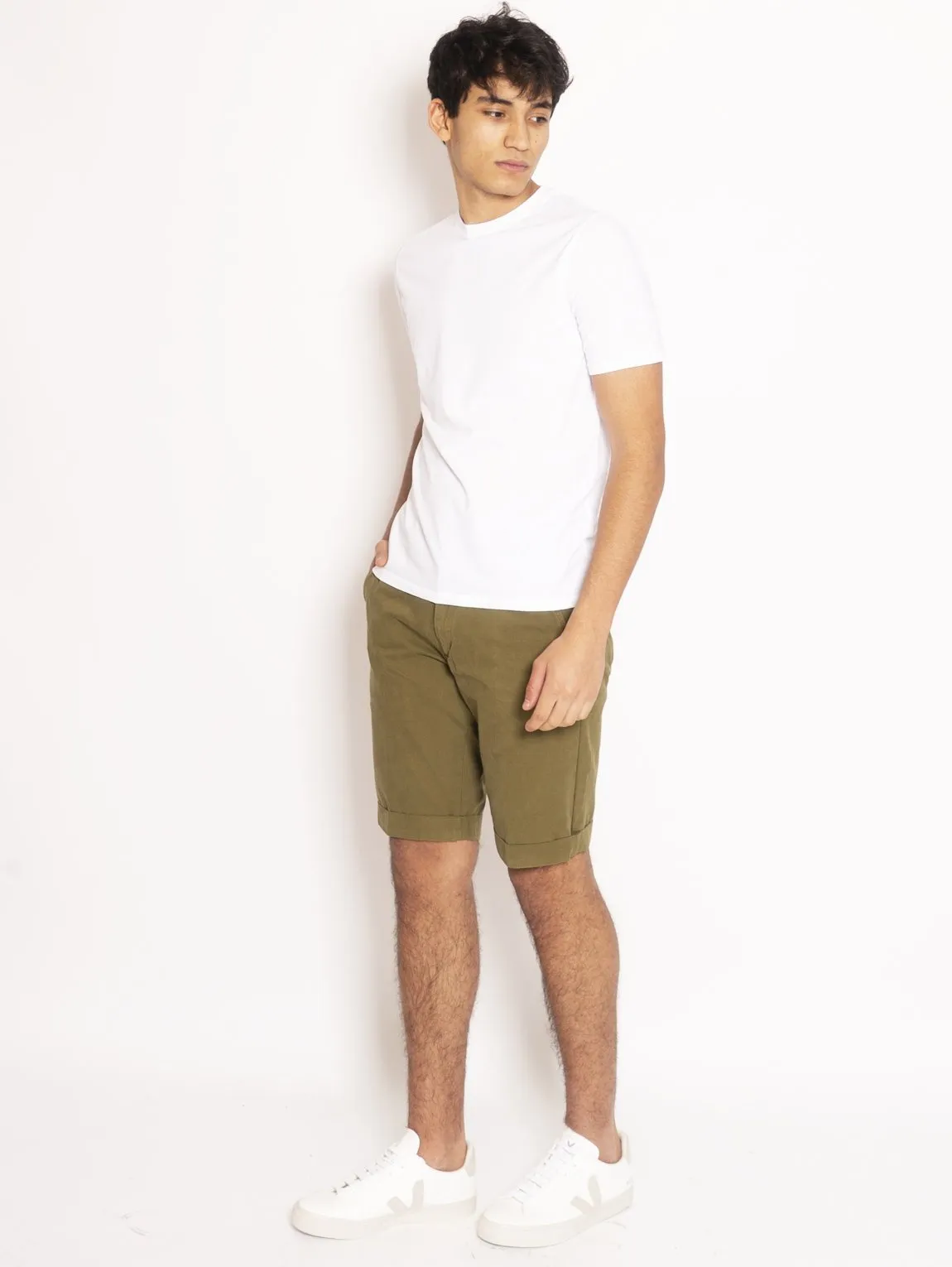 Green Chinos Cut Bermuda Shorts