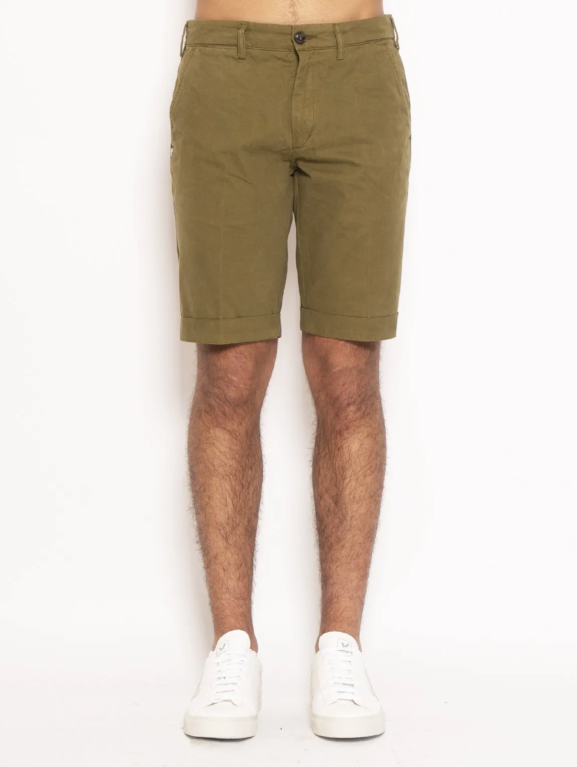 Green Chinos Cut Bermuda Shorts