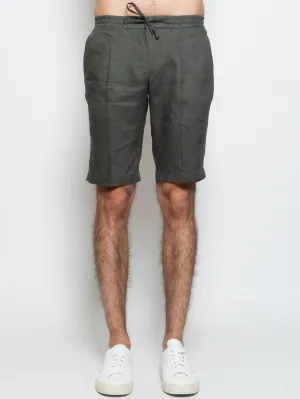 Green Washed Linen Bermuda