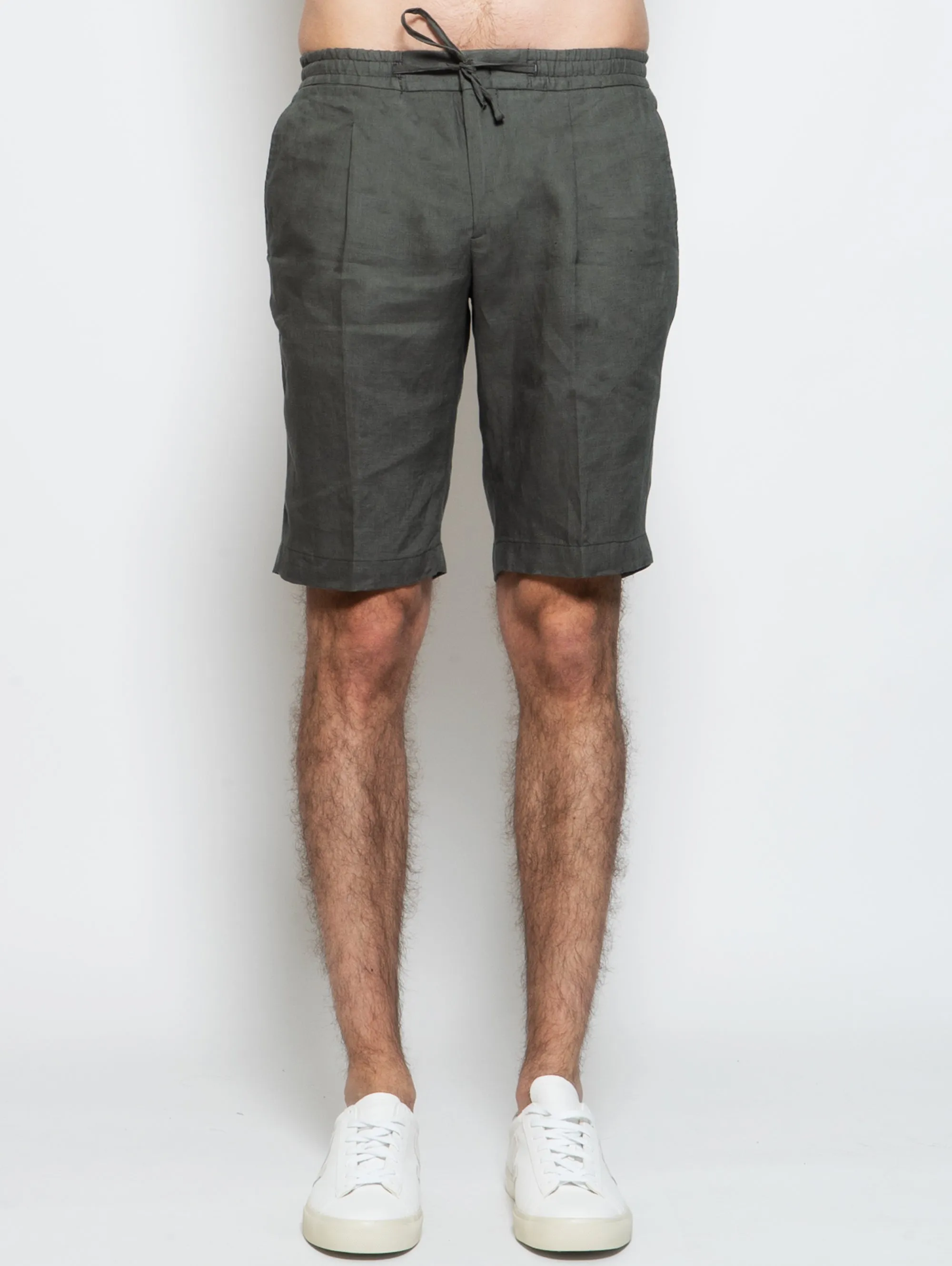 Green Washed Linen Bermuda