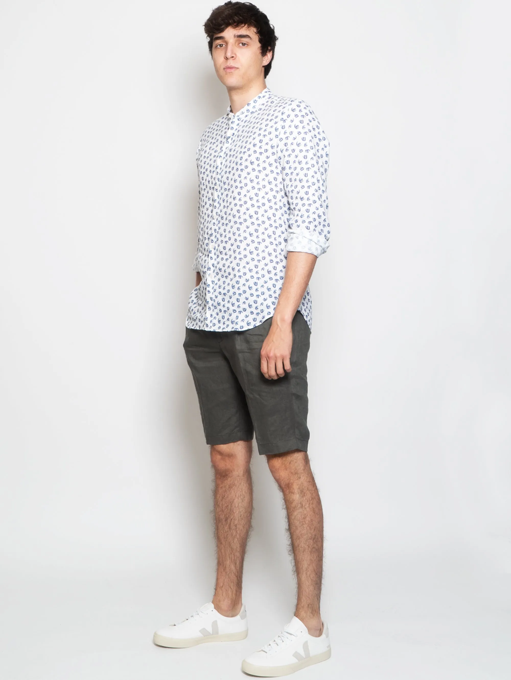 Green Washed Linen Bermuda