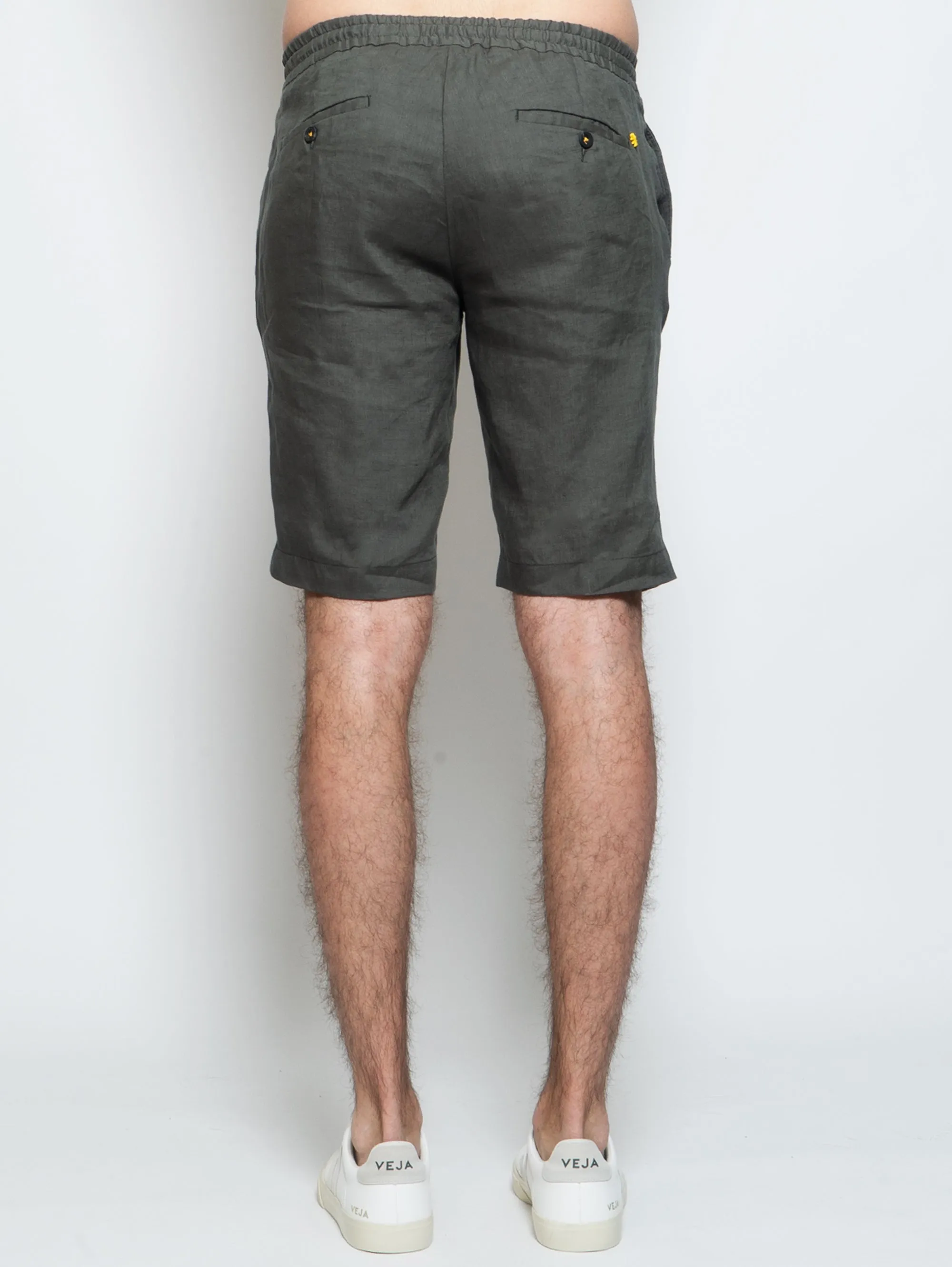 Green Washed Linen Bermuda