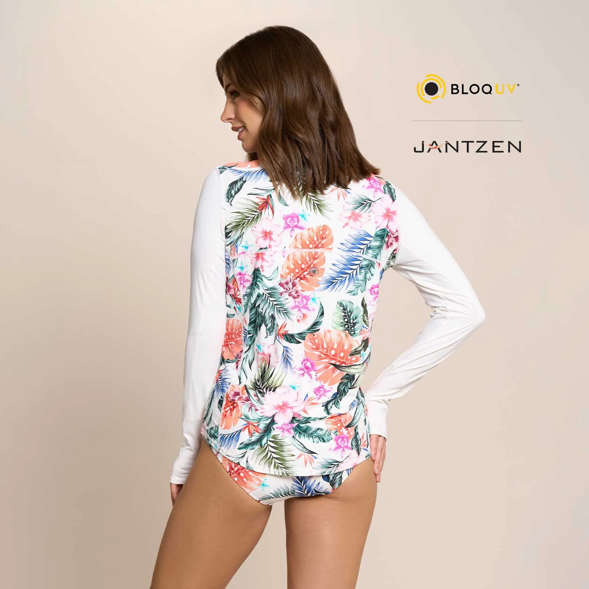 HAWAIIAN TERRACE RELAXED MOCK NECK  ZIP TOP