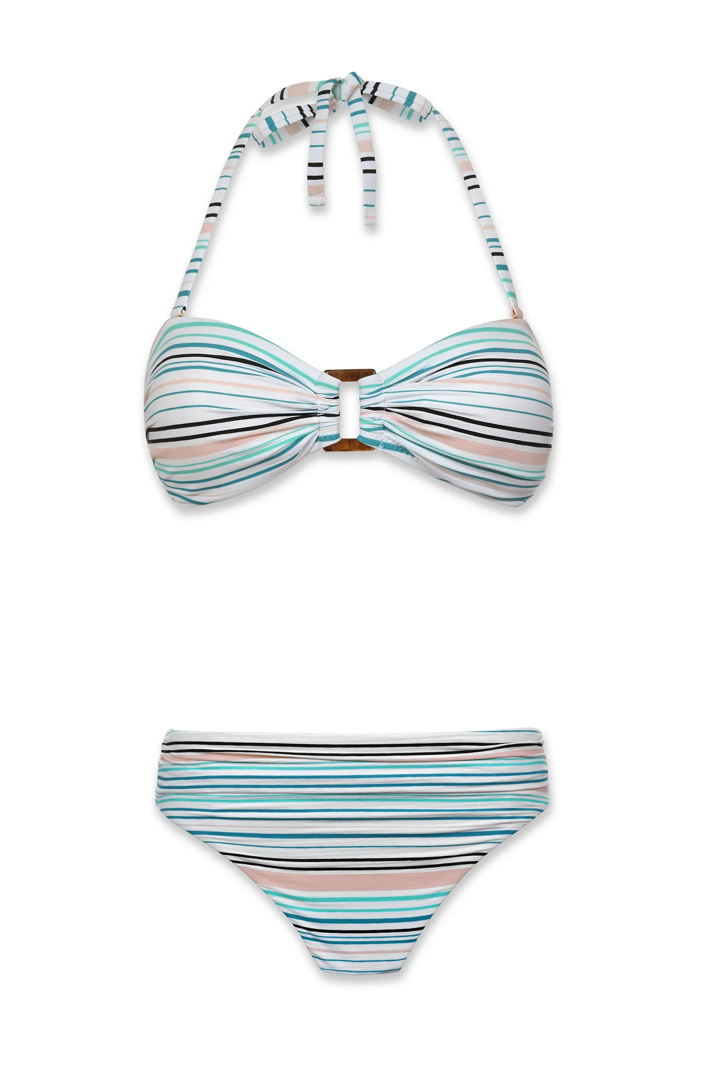 Hook Back Tortoise Bandeau  |  Textured Coastal Stripe