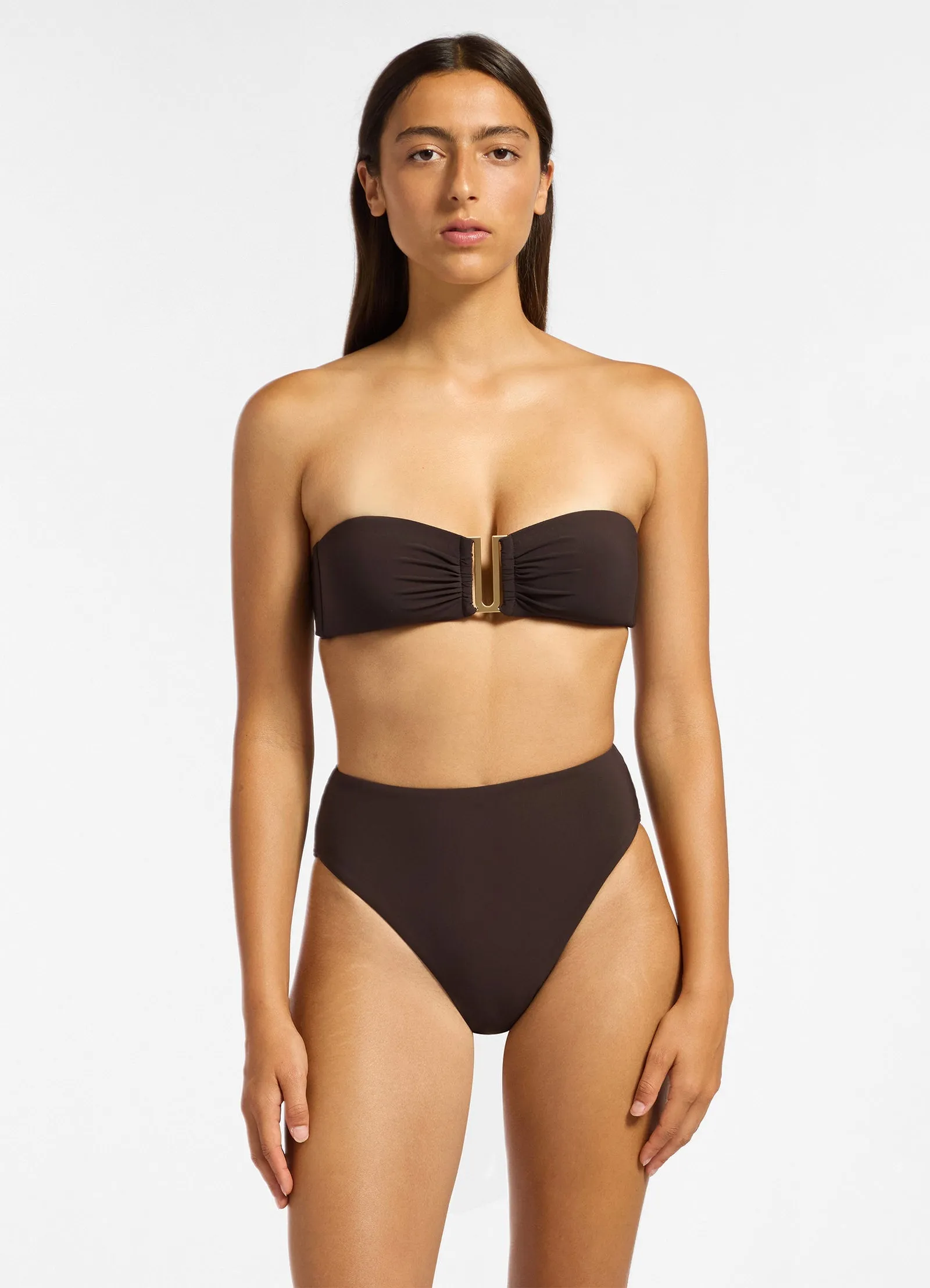 Jetset High Waisted Bikini Bottom - Chocolate