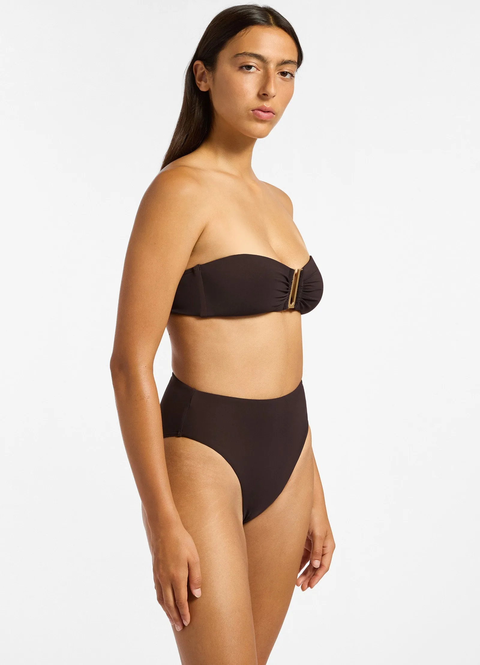 Jetset High Waisted Bikini Bottom - Chocolate