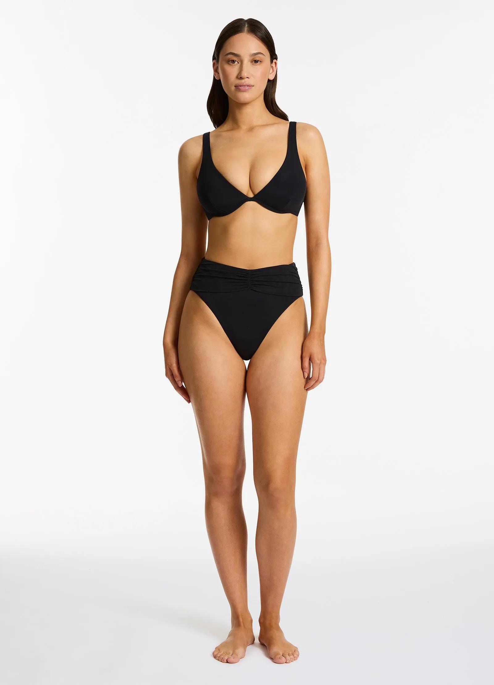 Jetset Lure High Leg High Waist Bikini Bottom - Black