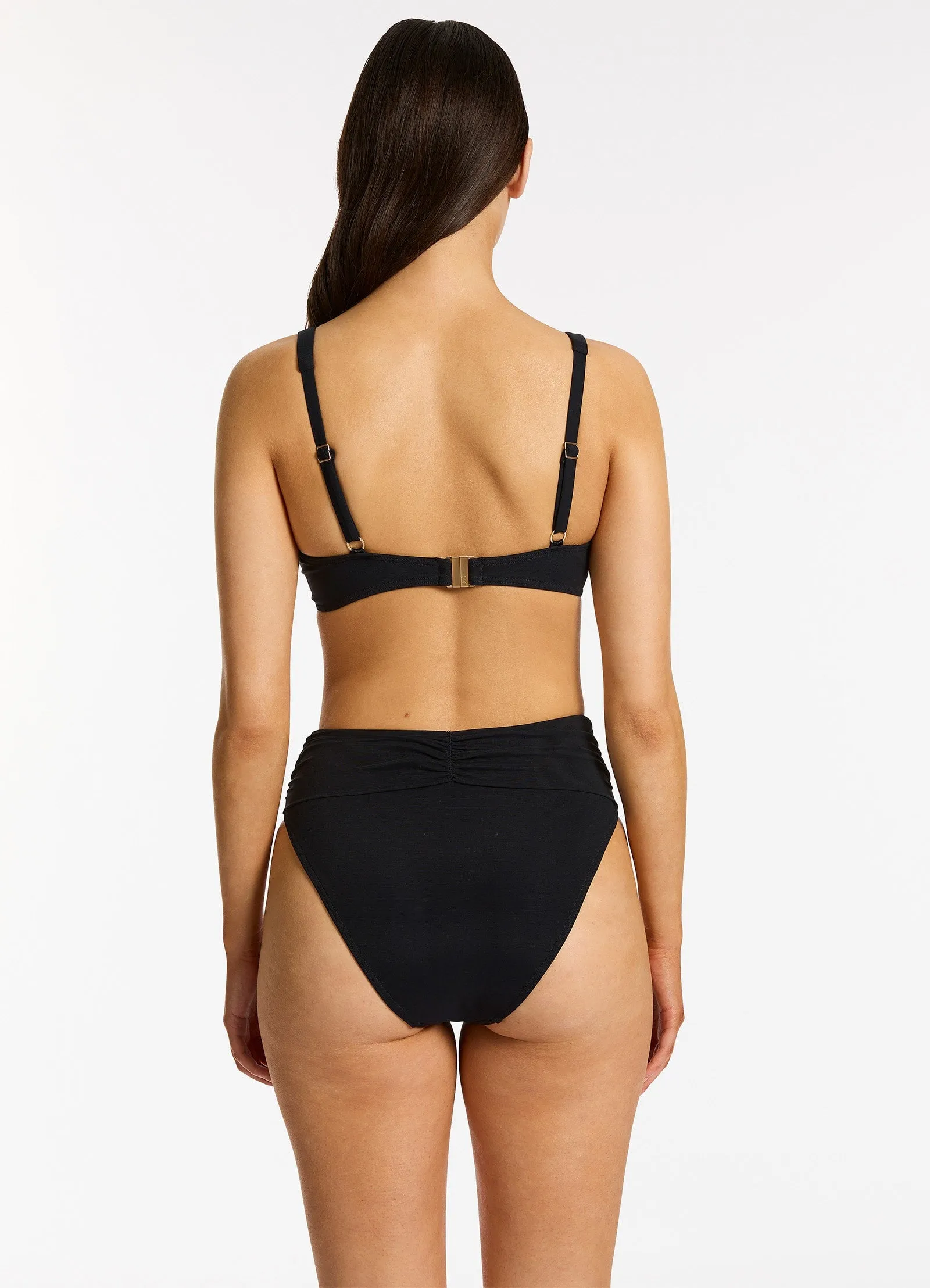 Jetset Lure High Leg High Waist Bikini Bottom - Black