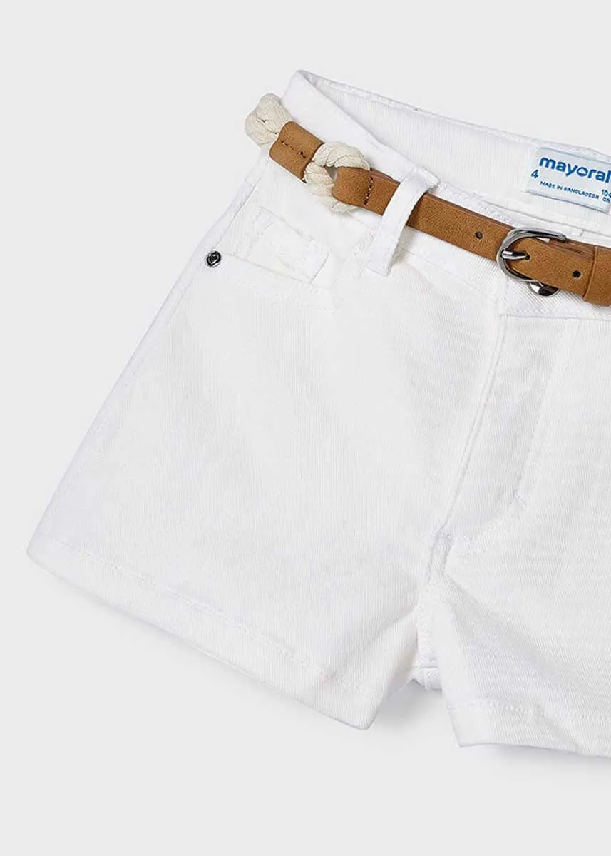 Jillian Girls Belted Shorts - White