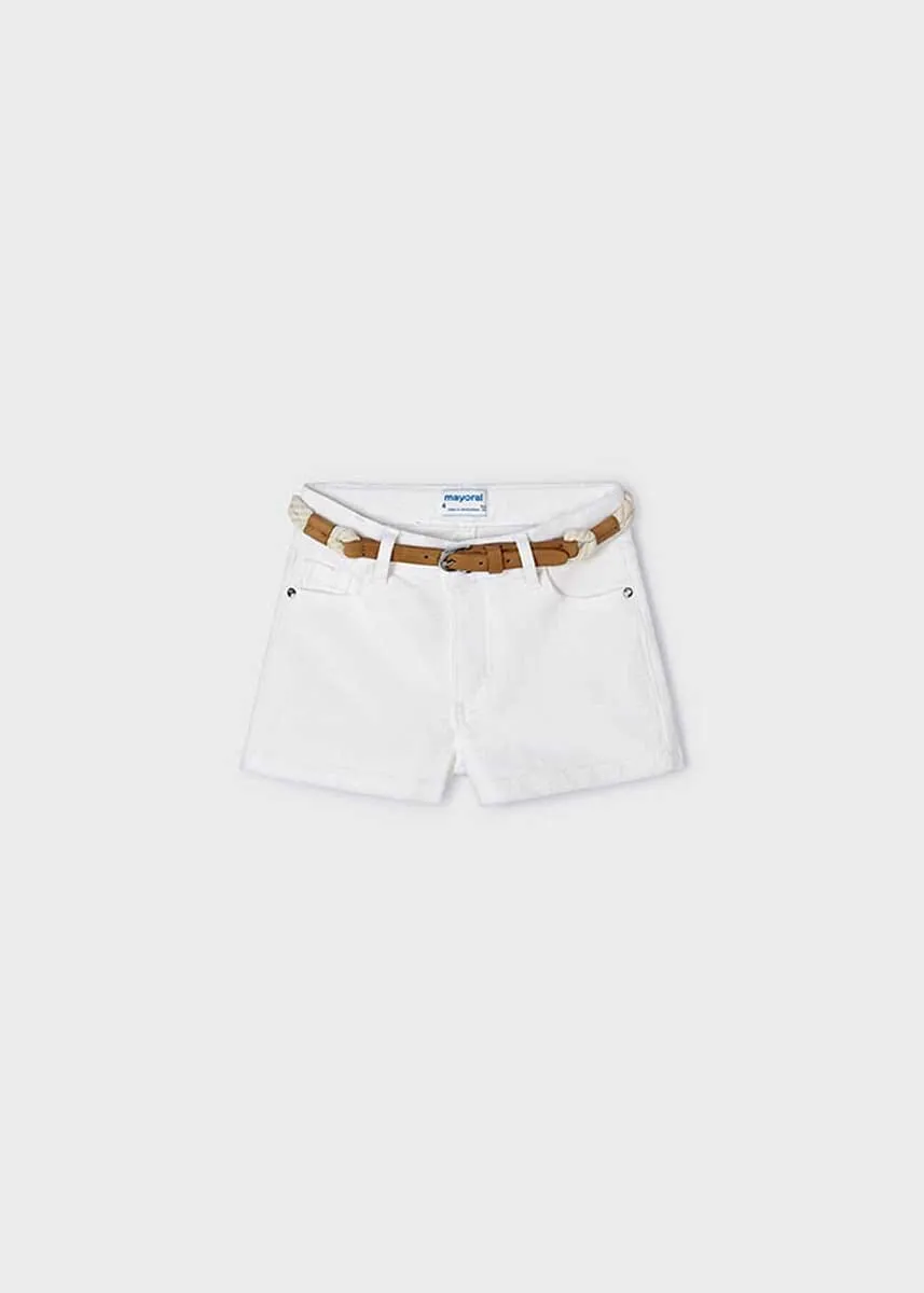 Jillian Girls Belted Shorts - White