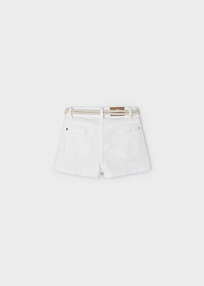 Jillian Girls Belted Shorts - White