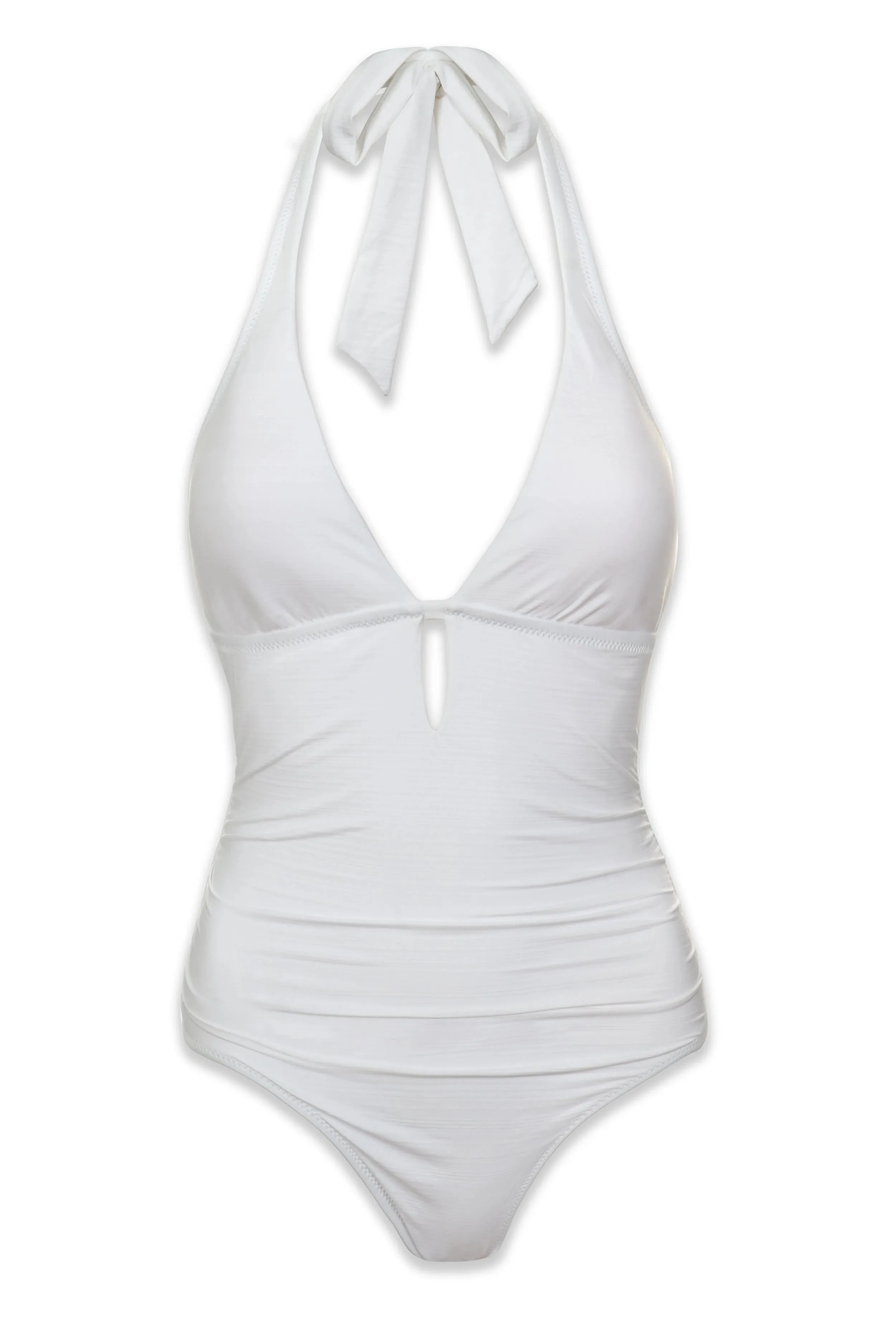 Kara Key Hole One-Piece  |  Textured White