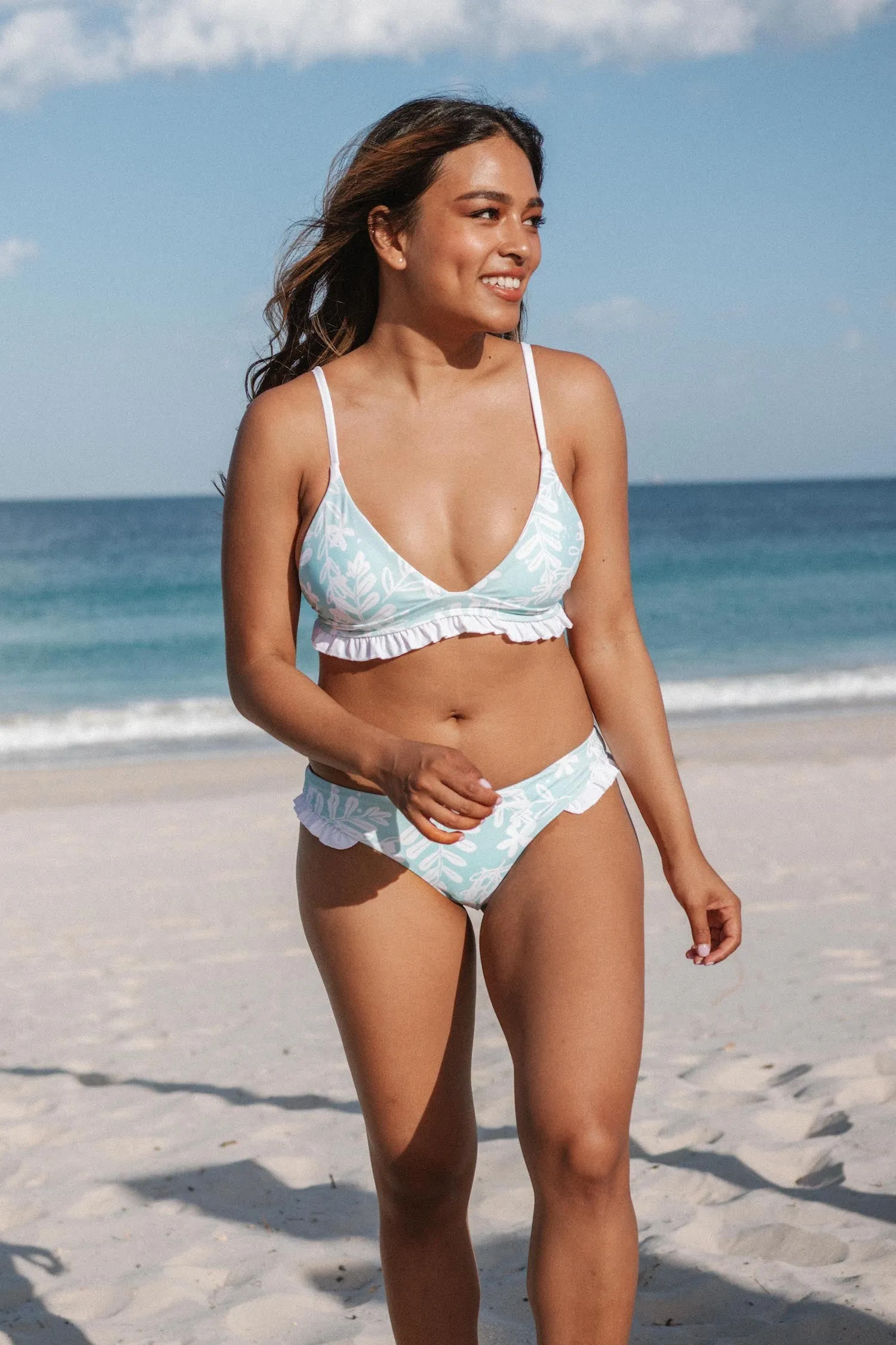 Luana Bikini Top - Mint Floral