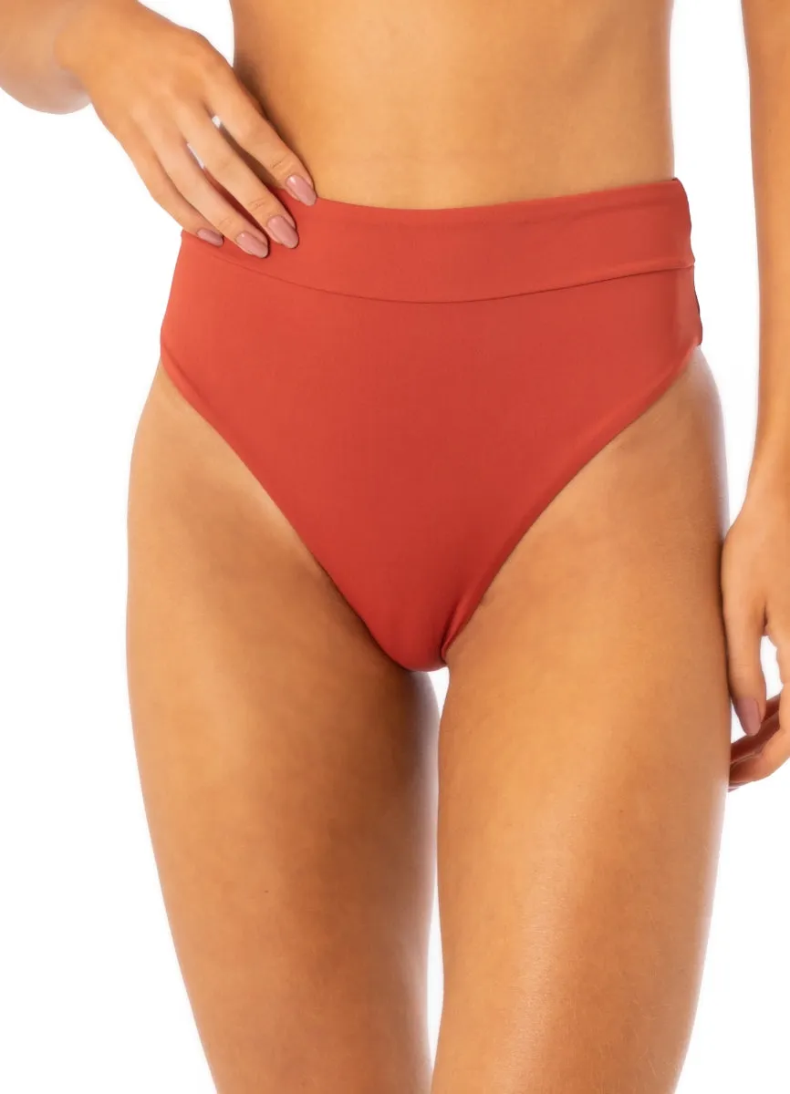 Maaji Burgundy Suzy Q High Rise/High Leg Bikini Bottom