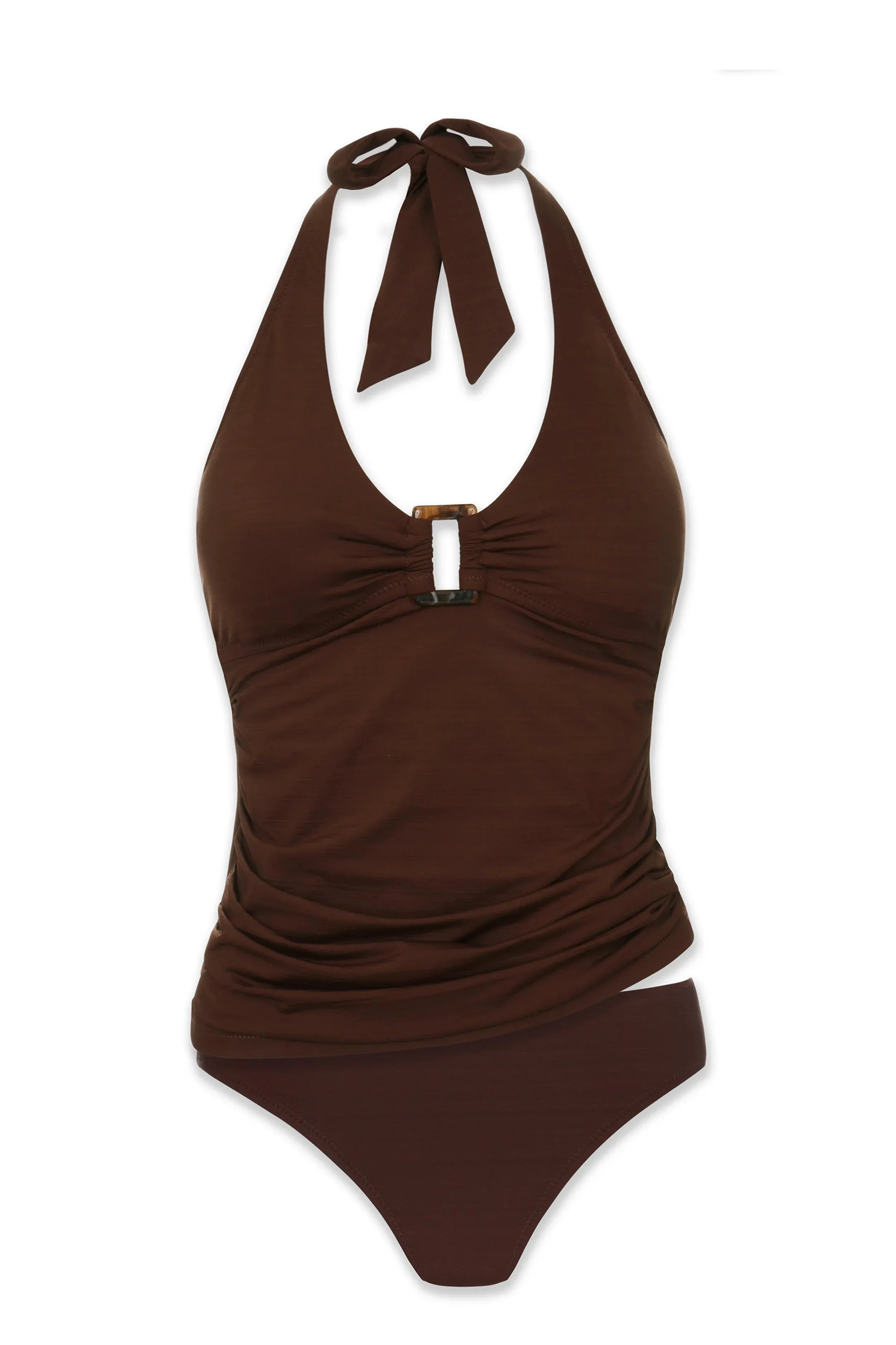 Mara Tortoise Tankini  |  Textured Chocolate Brown