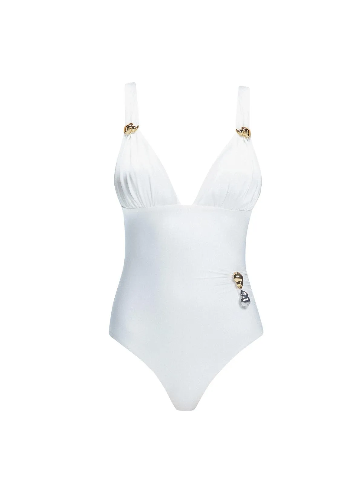 Marina White V Neck One Piece Swimsuit