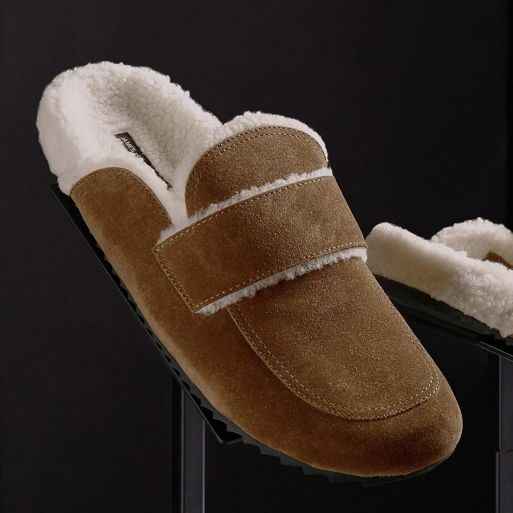 Men's Suede Shearling Lined Loafer - Tabacco/Ivory