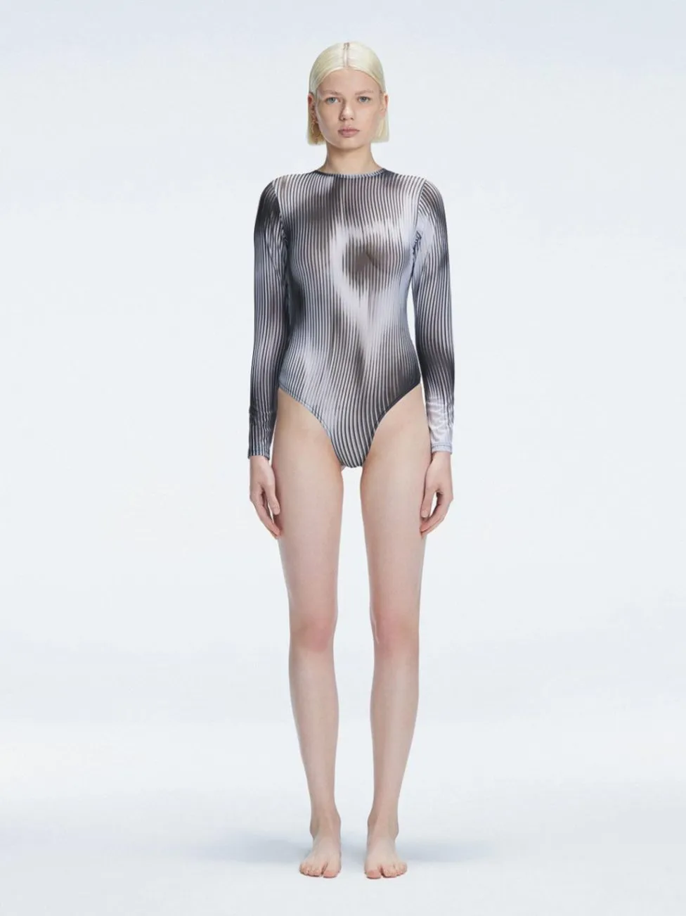 Mireya Black Optical Long Sleeve Bodysuit